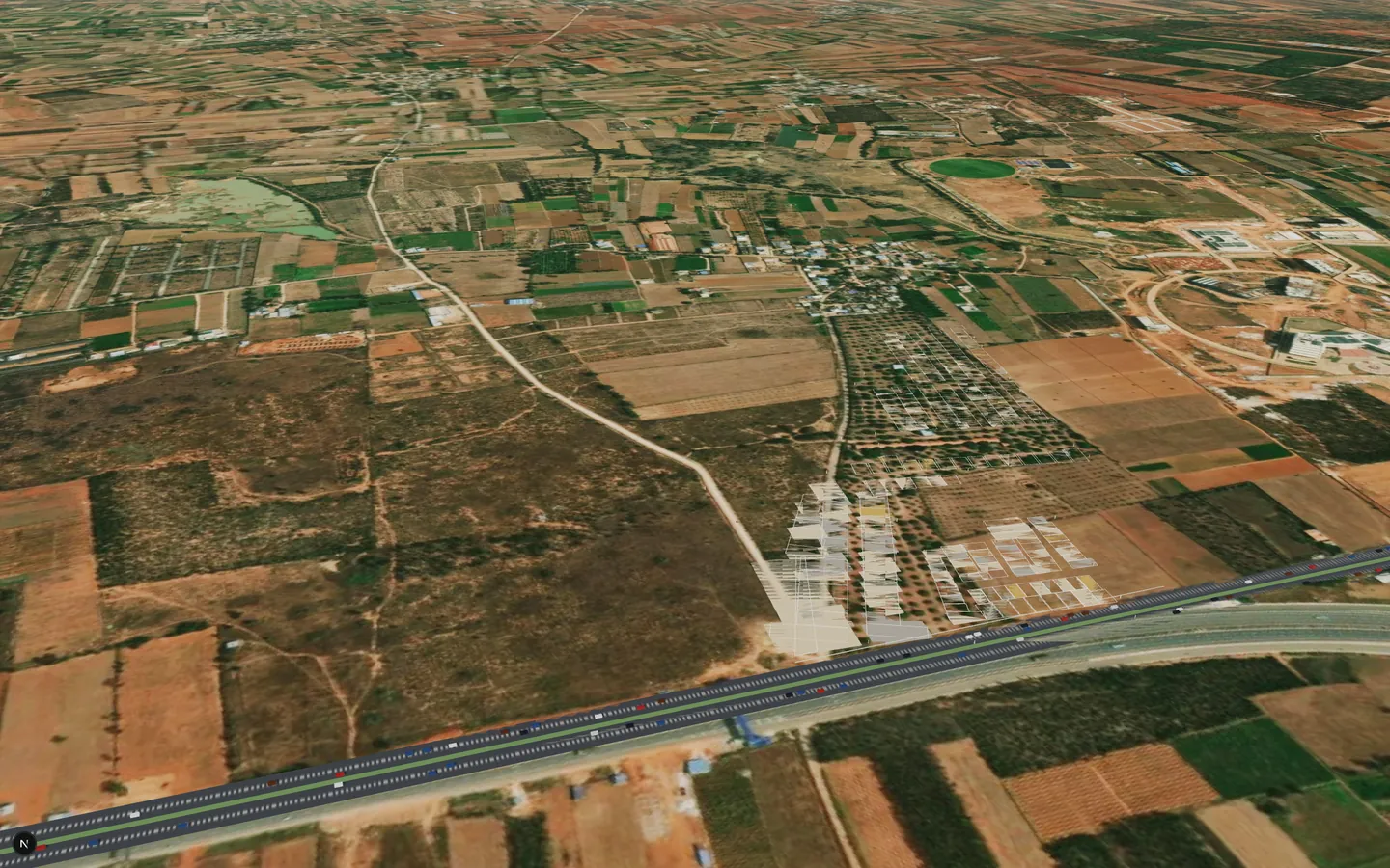 Aerial 3D visualisation of the Nisarga Boulevard villa plot layout, Devanahalli